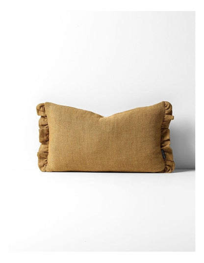 Ruffle Linen Cushion in Bronze