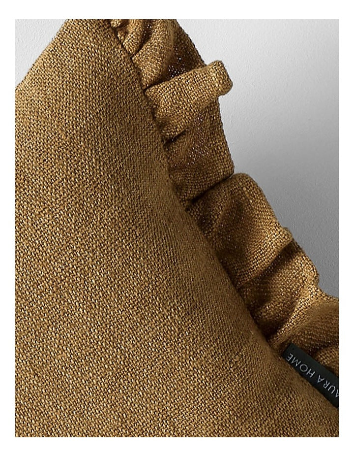 Ruffle Linen Cushion in Bronze