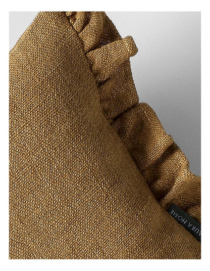Ruffle Linen Cushion in Bronze