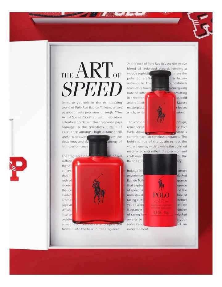 Ralph Lauren Polo Red EDT 125ml Set (Includes Polo Red EDT 40ml & Deororant)