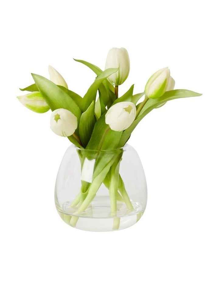 Tulip Bunch-Alma Vase 25cm in White