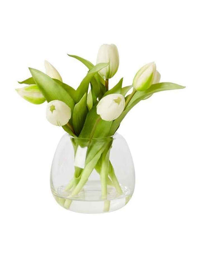 Tulip Bunch-Alma Vase 25cm in White