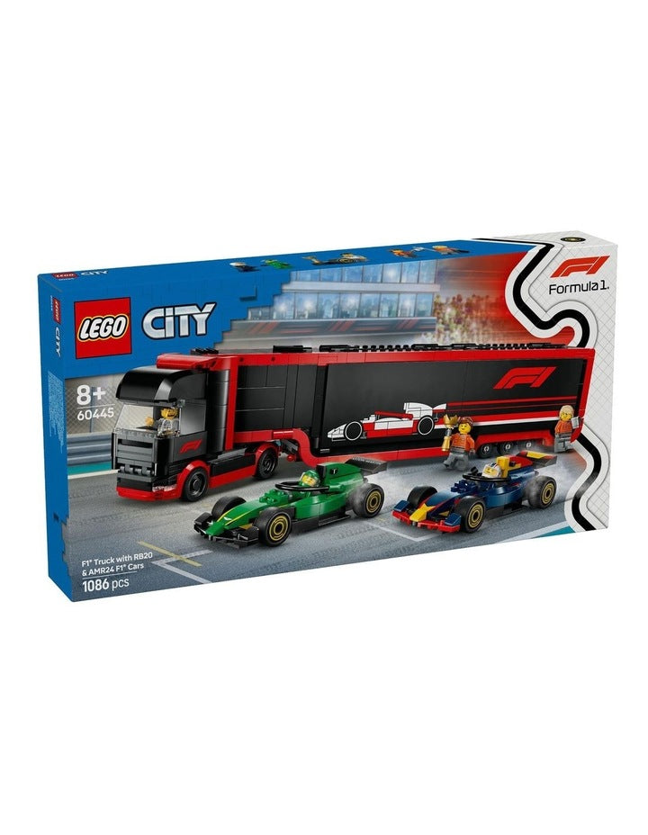 City F1 Truck With RB20 And AMR24 F1 Cars 60445 Playset