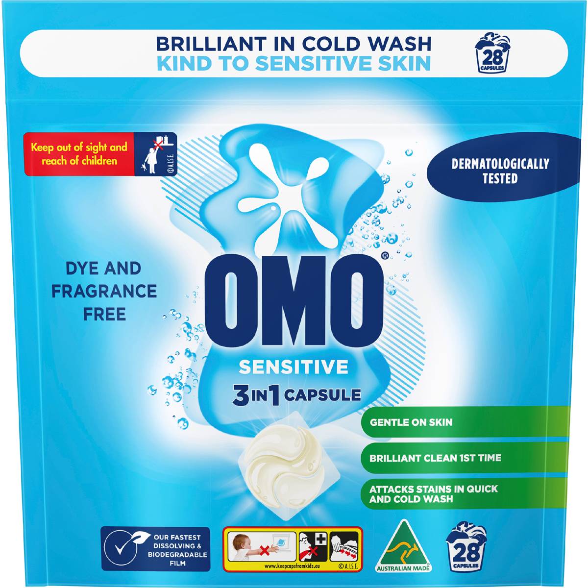OMO Sensitive Laundry Capsules 3-In-1 28 pack