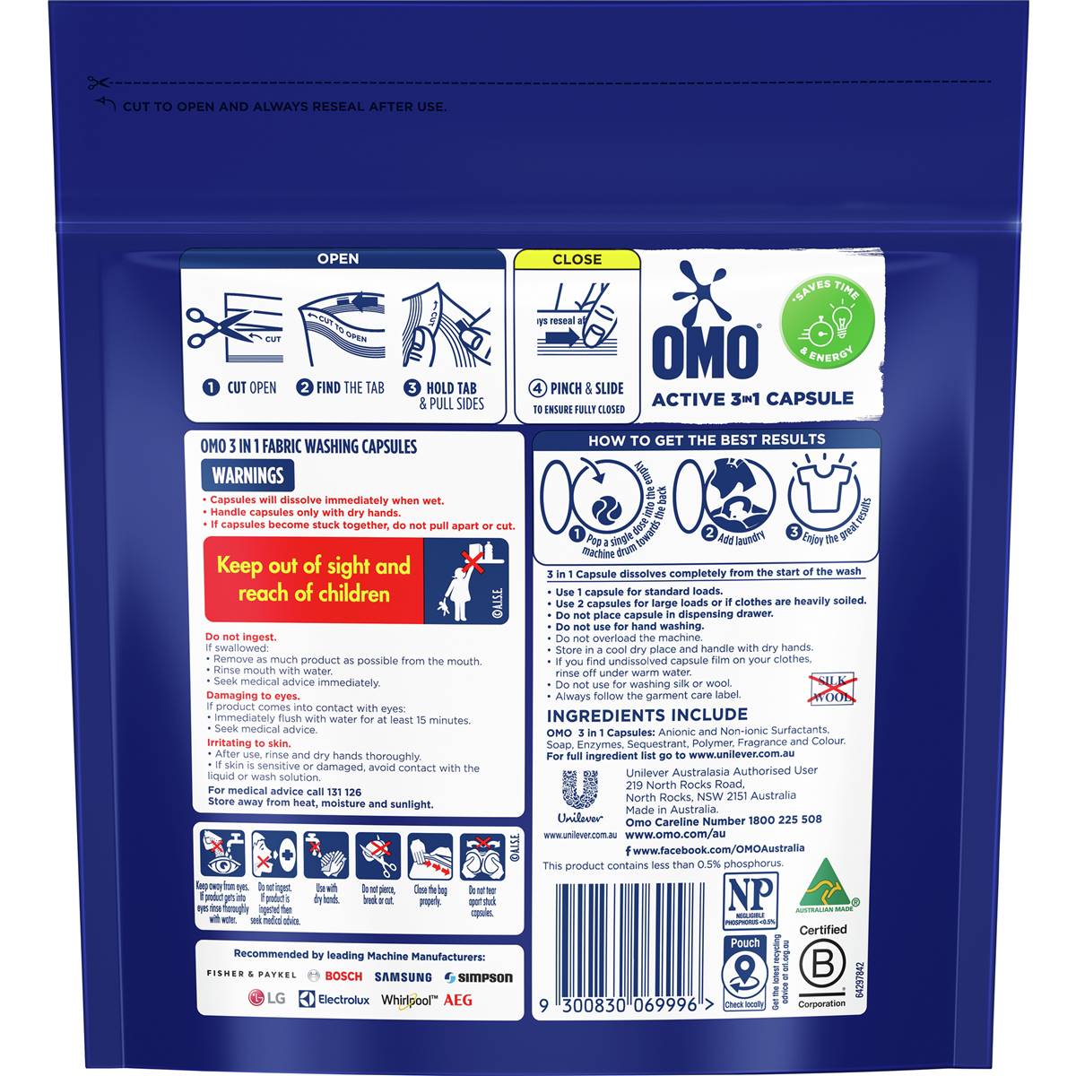 OMO Active 3 In 1 Laundry Capsules 357g