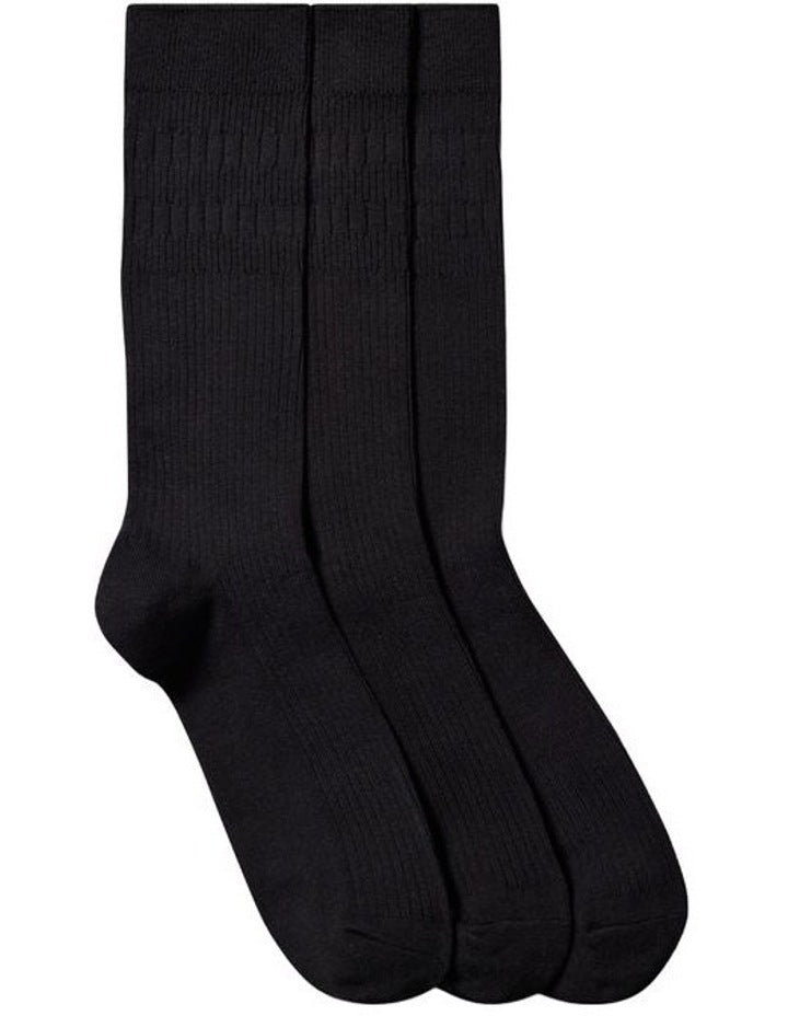Non Binding Cotton Socks Pack Of 3 in Black