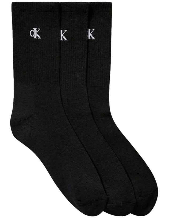 Logo Sports Crew Socks 3 Pack in Black