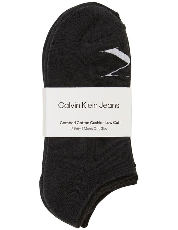 Logo Sports Lowcut Liner Socks 3 Pack in Black