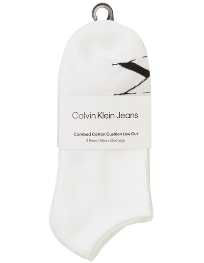 Logo Sports Lowcut Liner Socks 3 Pack in White