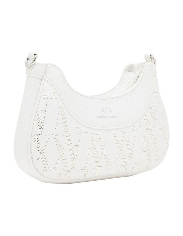 Wave Perforated Crossbody Bag in White