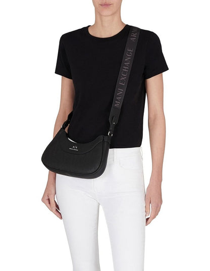 Wave Perforated Crossbody Bag in Black