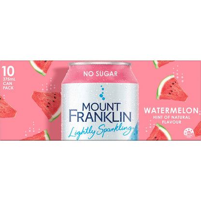 Mount Franklin No Sugar Lightly Sparkling Watermelon Water Cans 10 x375ml