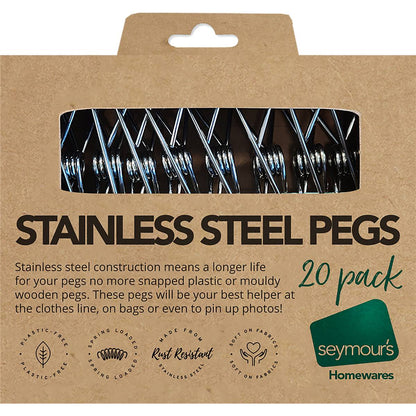 Seymours Stainless Steel Pegs 20 pack