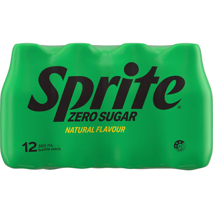 Sprite Zero Sugar Lemonade Soft Drink Mini Bottles 300ml x12 Pack