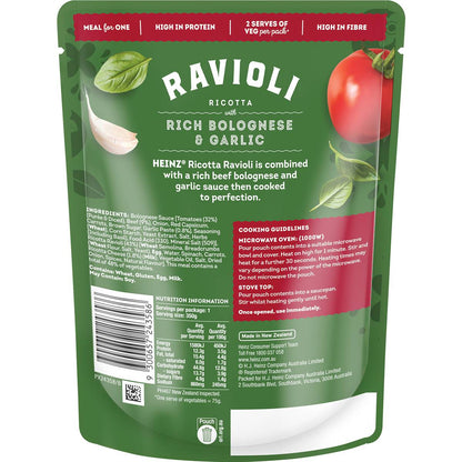Heinz Ravioli Ricotta With Rich Bolognese & Garlic 350g