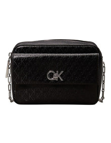 Camera With Pocket Crossbody Bag in Black