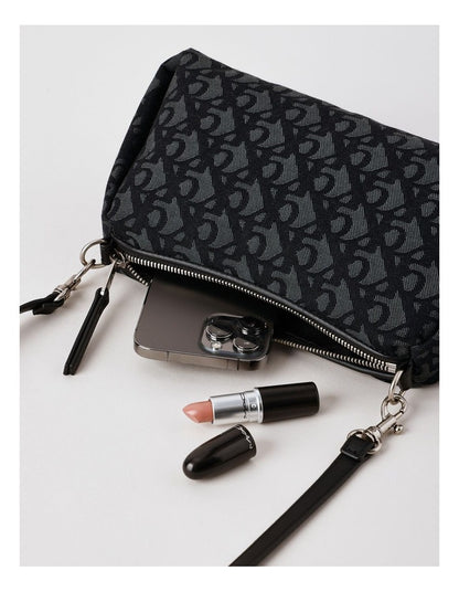 Drop Monogram Crossbody Bag in Black