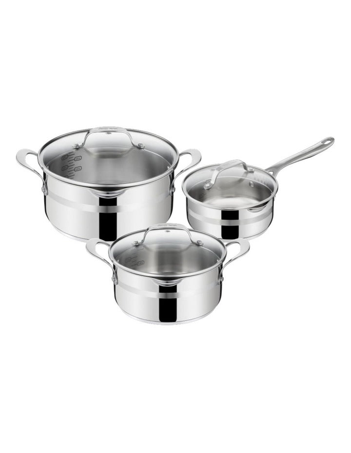 Cook Smart Induction Pot Set + Lids 3 Piece in Stainless Steel