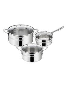 Cook Smart Induction Pot Set + Lids 3 Piece in Stainless Steel