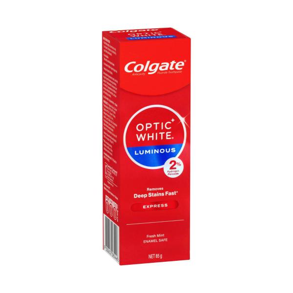 COLGATE OPTIC WHITE LUMINOUS EXPRESS TEETH WHITENING 2% HYDROGEN PEROXIDE TOOTHPASTE 85 GRAM