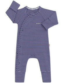 Wide Needle Rib Stripe Coverall in Blue