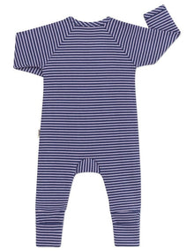 Wide Needle Rib Stripe Coverall in Blue