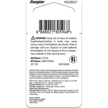 Energizer 357 303 Silver Oxide Watch Button Battery each