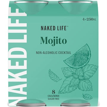 Naked Life Non Alcoholic Mojito Cocktail Cans 250mL x 4 pack