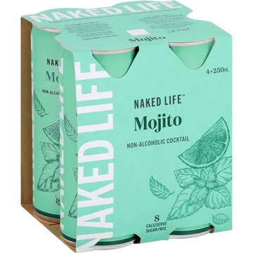 Naked Life Non Alcoholic Mojito Cocktail Cans 250mL x 4 pack