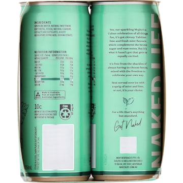 Naked Life Non Alcoholic Mojito Cocktail Cans 250mL x 4 pack