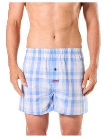 Check Cotton Boxer Short 5 Pack in Blue