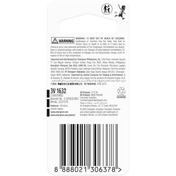 Energizer 1632 CR1632 Lithium Coin Battery 2 pack