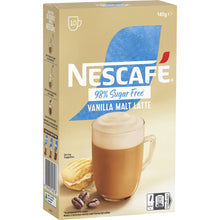 Nescafe 98% Sugar Free Vanilla Malt Latte Coffee Sachets 10 Pack