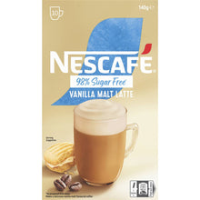 Nescafe 98% Sugar Free Vanilla Malt Latte Coffee Sachets 10 Pack