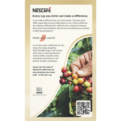 Nescafe 98% Sugar Free Vanilla Malt Latte Coffee Sachets 10 Pack