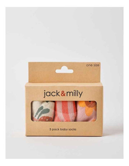 3 Pack Daisy Socks Newborn in Pink