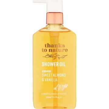 Thanks To Nature Shower Oil Nourish Sweet Almond & Vanilla 250mL