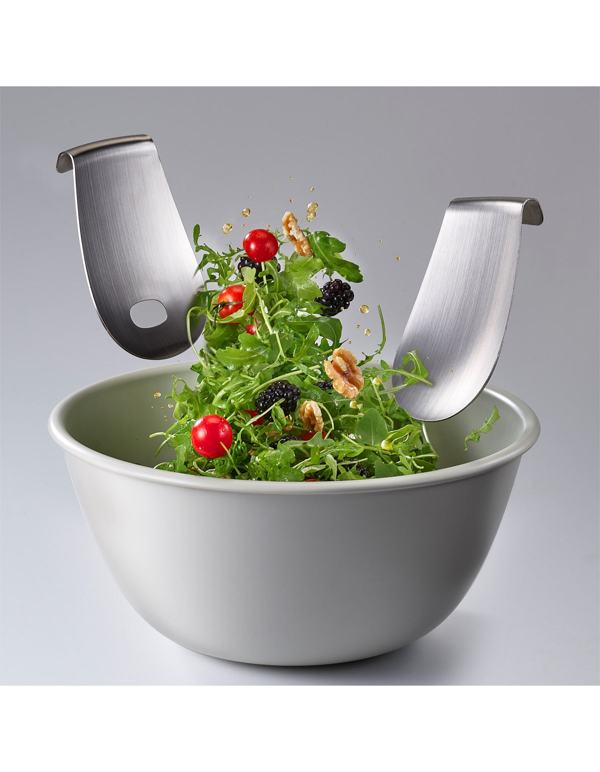 Uno 30cm Salad Bowl and Stainless Steel Servers Stone Set
