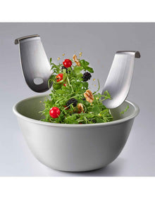 Uno 30cm Salad Bowl and Stainless Steel Servers Stone Set