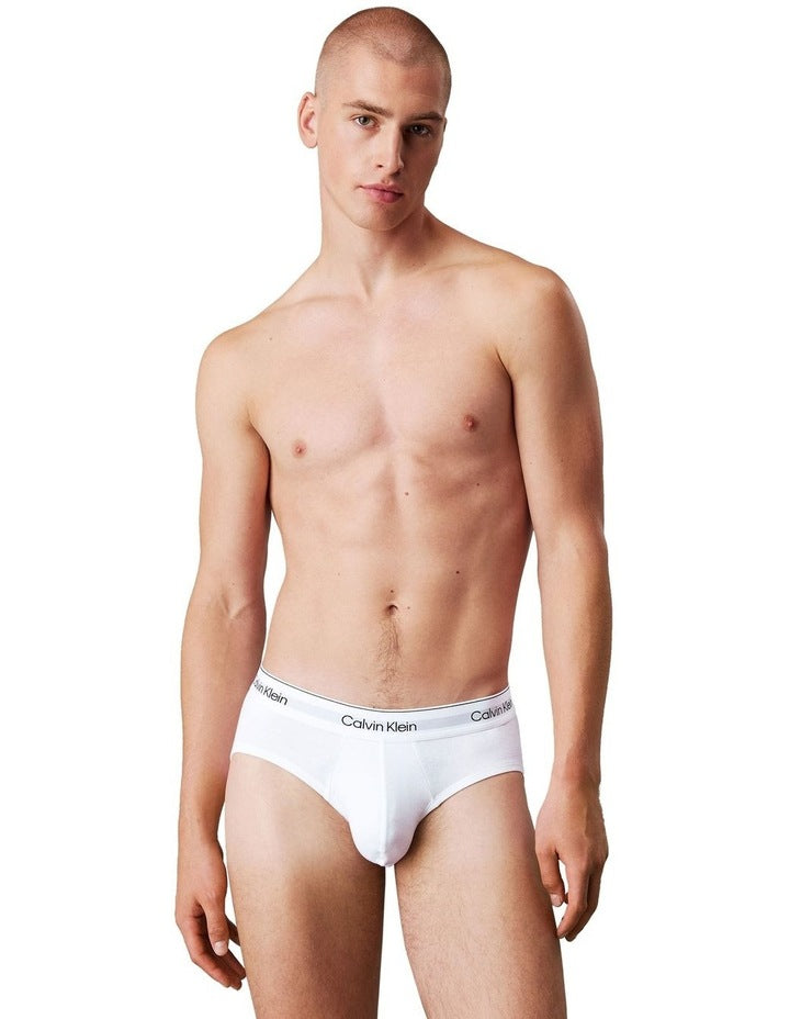 Icon Cotton Hip Briefs 3 Pack in White