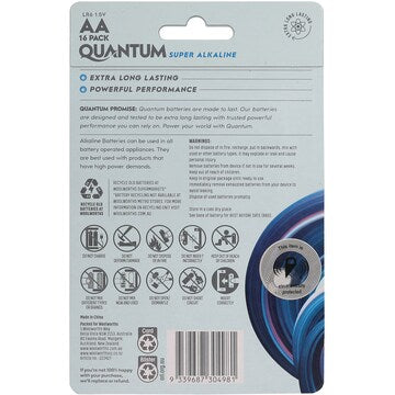 Quantum Super Alkaline AA Batteries 16 pack