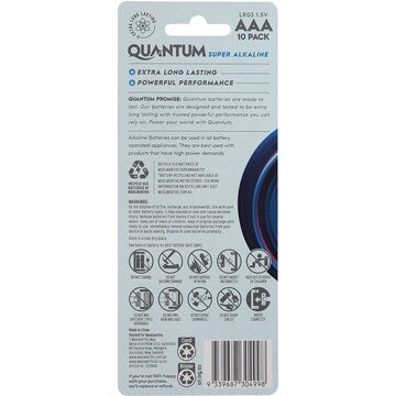 Quantum Super Alkaline AAA Batteries 10 pack