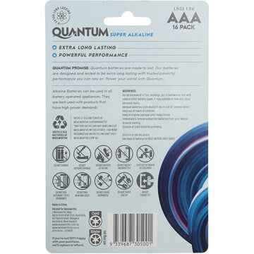 Quantum Super Alkaline AAA Batteries 16 pack
