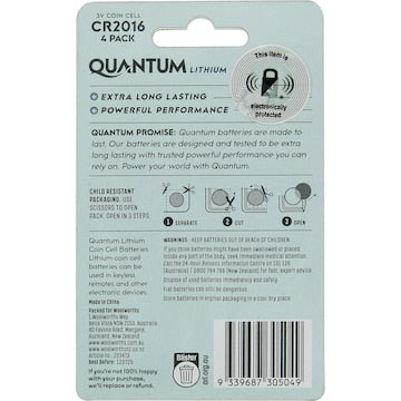 Quantum Lithium CR2016 4PK 4 pack