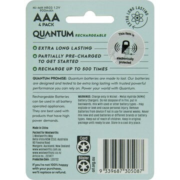 Quantum NiMh Rechargeable AAA 900 4 pack