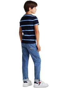 Stripe Crew Neck T-shirt (8-16Years) in Dark Night Navy