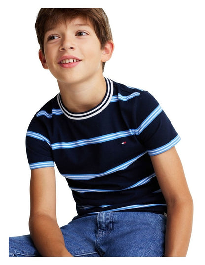 Stripe Crew Neck T-shirt (8-16Years) in Dark Night Navy
