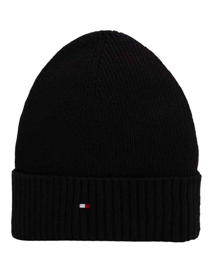 Flag Pima Cotton Beanie in Black