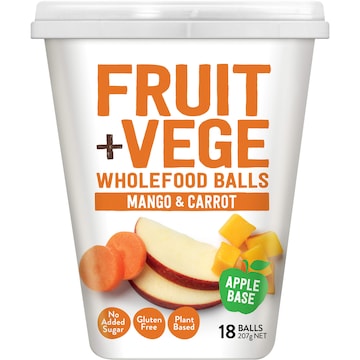 Tasti Fruit + Vege Wholefood Balls Mango & Carrot 18 pack