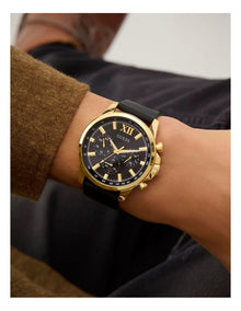 Multi-function Watch in Black/Gold Tone